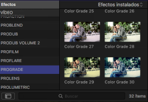 Biblioteca de Efectos Instalados en Final Cut Pro X